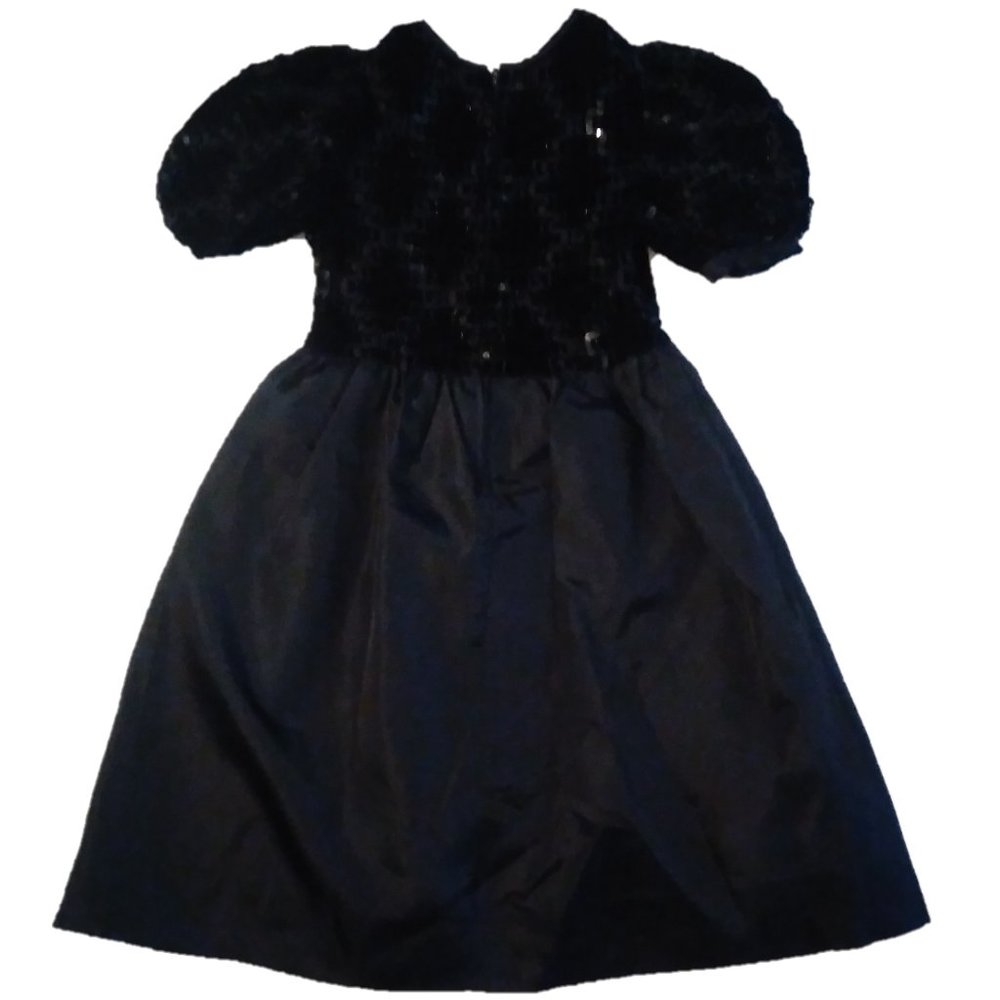 SYLVIA WHYTE Girls 7 BLACK SPARKLE SEQUIN DRESS holidays Christmas Halloween wed - Picture 4 of 15
